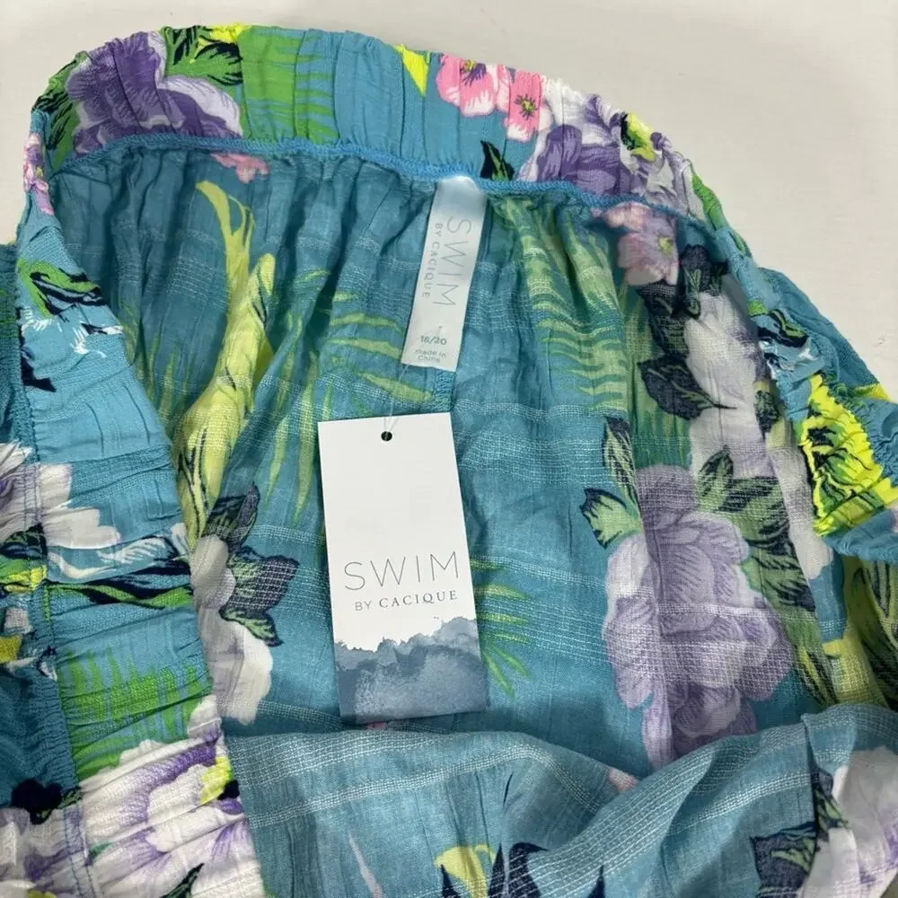 NWT Cacique Swim Floral Maxi Skirt in Blue and Green Size 18/20 J0184
